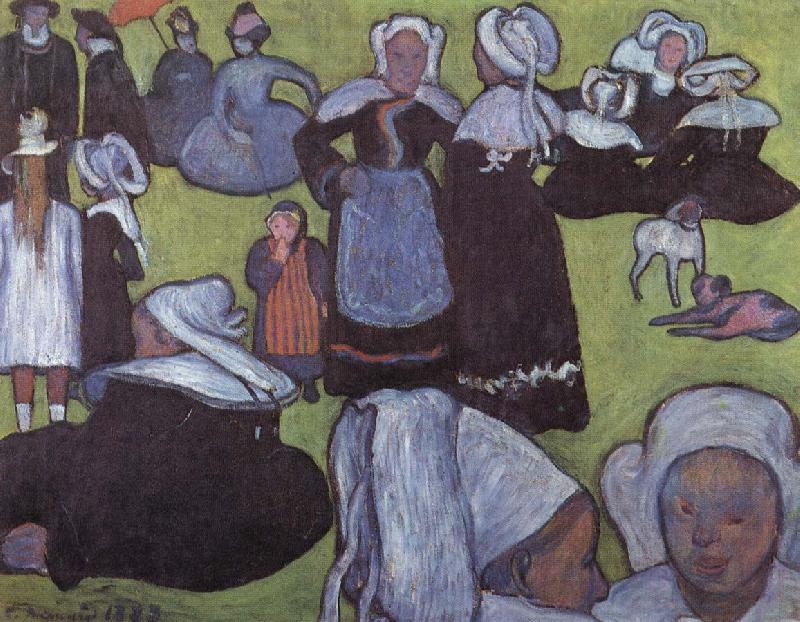 Emile Bernard breton women in meadow oil painting image